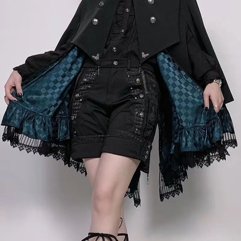 High Quality Lace Hem Dark Victorian Cape Gothic Style Cool Short Windbreaker Jacket Lolita Hooded Jacket - Image 5