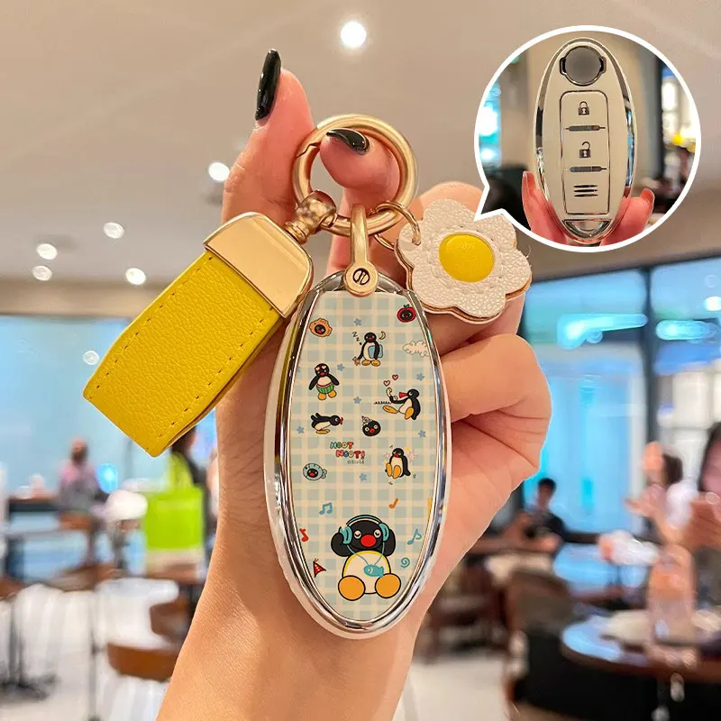 Чехол для автомобильного ключа, защитный чехол Pingu для Nissan Qashqai Juke J10 J11 X-Trail T32 T31 Kicks