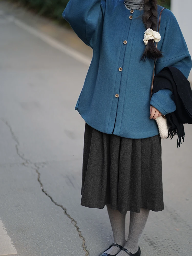 New Arrival round Ne Improved Bow Bag Sve Women's Top by Wangyou Polyester Fiber 00% Winter 2024 Hanfu Sle