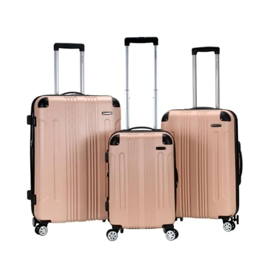 

Rockland London Hardside Spinner Wheel Luggage Champagne 3-Piece Set for Travel Lightweight Durable Hardshell in Gold Tone with