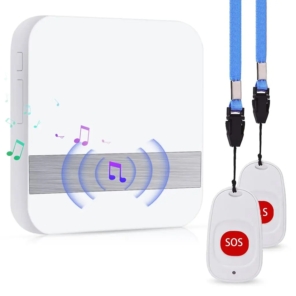 Wireless Caregiver Pager, Smart SOS Call Button for Elderly Patient Personal Care in Home Alert System, 500+ Feet Rang
