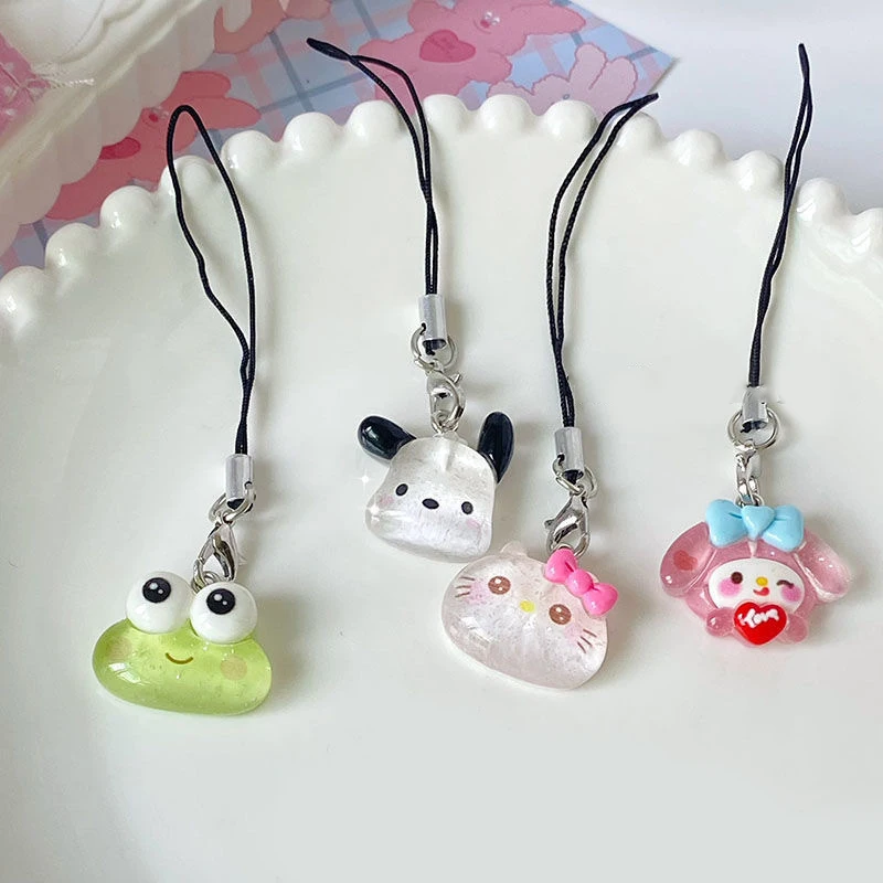 Kawaii Sanrio Kuromi Lanyard My Melody Cinnamoroll casing ponsel kecantikan siswa ransel boneka liontin jimat hadiah mainan anak perempuan