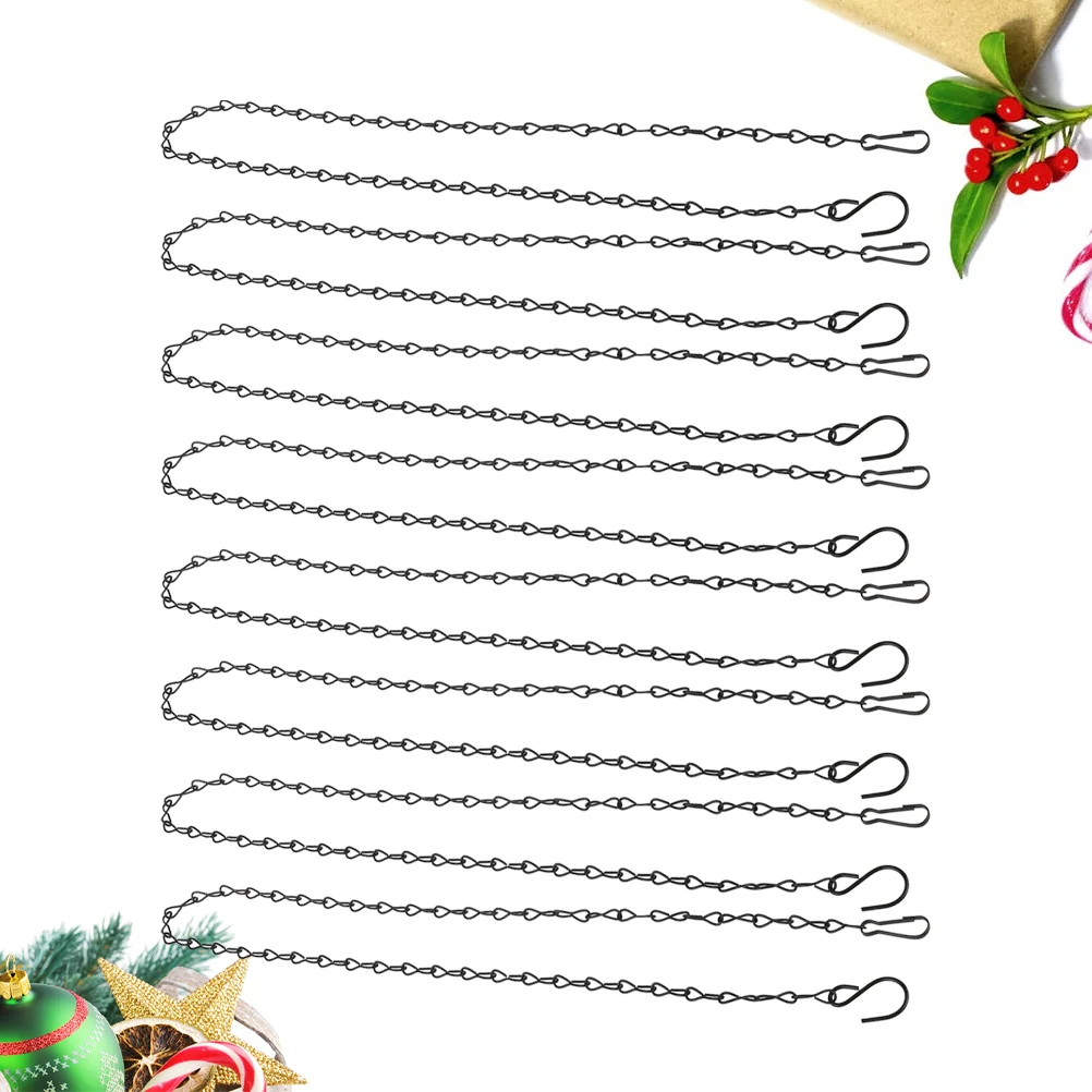 8PCS 35 Inch Hanging Chain 8 Shape Iron Chain for Planters Flower Basket Bird Feeders Lanterns Birdbaths (Black)