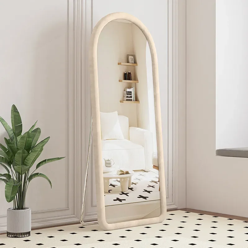 for Full Length Floor to Ceiling Mirror Cream Ins Style Special Shaped French Light Luxury Household Girls Bedroom Fitting