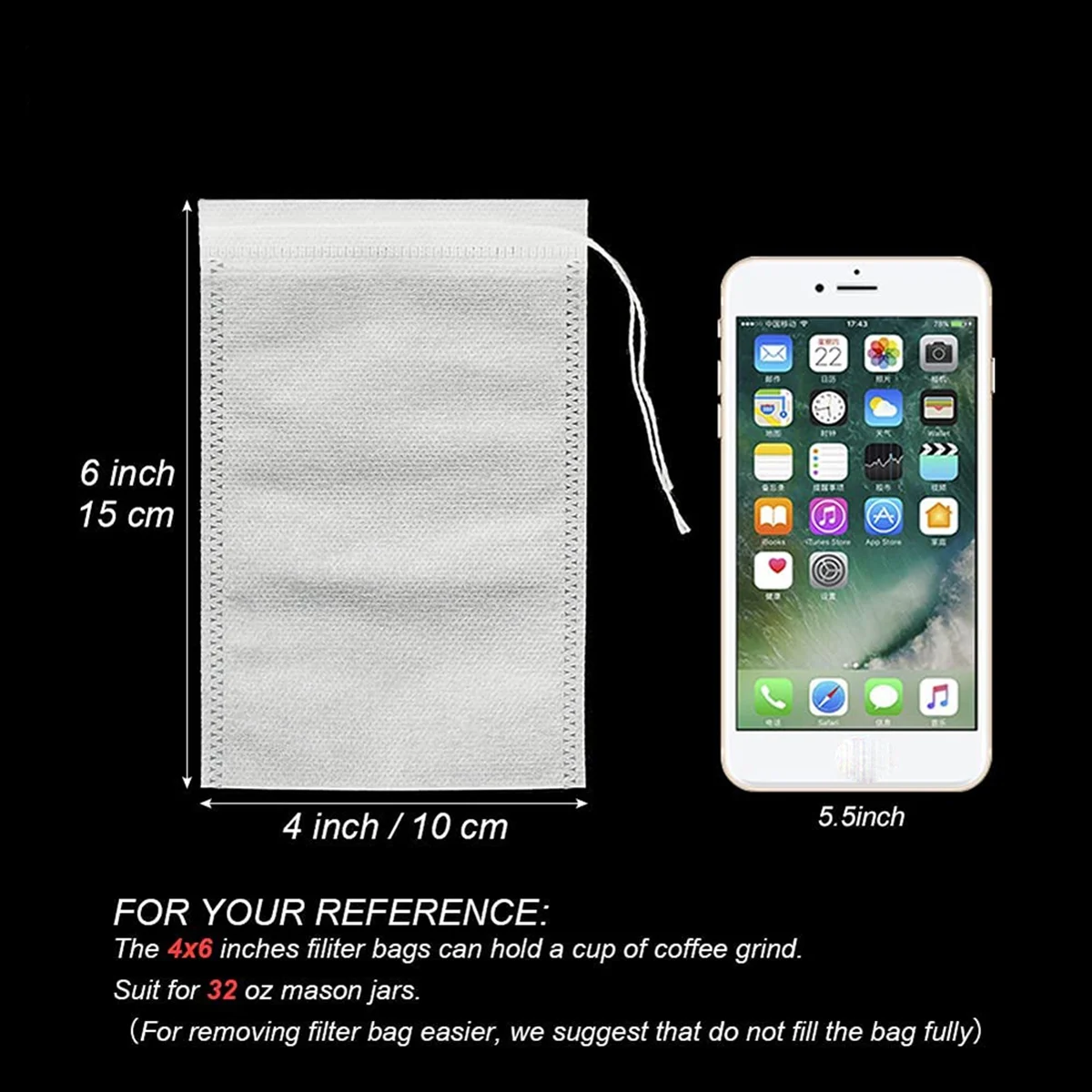 Bolsa de filtro de café desechable, bolsa de malla fina con cordón, para elaboración de cerveza en frío, sin desperfectos, 100 unidades