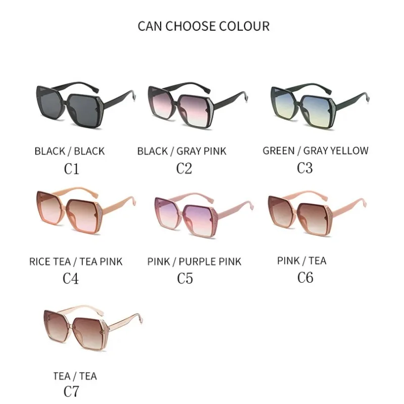 نظارات شمسية كريستالية ماسية عتيقة للنساء، نظارات شمسية مربعة لامعة، ظلال وميض للسيدات #6