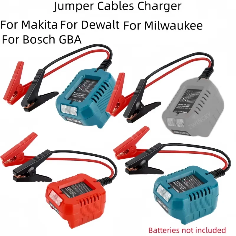 Small jumper cable charger adapter for Dewalt/Makita/Milwaukee/Bosch 18V battery for automotive start battery boost cable
