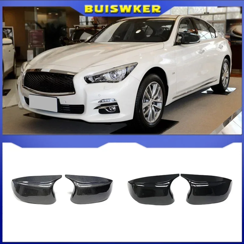

styling 2pcs Replacement Horn Rearview Mirror cover caps for Infiniti Q50 Q60 Q70 SQ50 XQ30 2014-2020 Bright Black