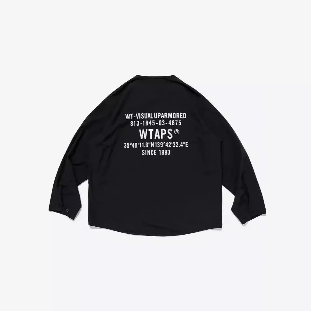 WTAPS SCOUT 02 LS POLY SPEC Long Sleeve Shirt Men 26SS Collarless Loose Fit Casual Japanese Streetwear Top