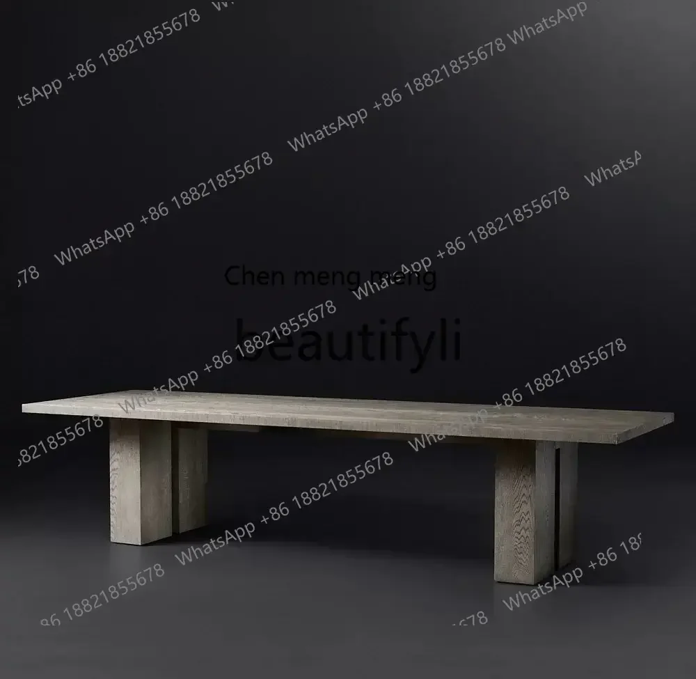 

Nordic large long table simple ash wood home dining table modern all solid wood, conference desk2936