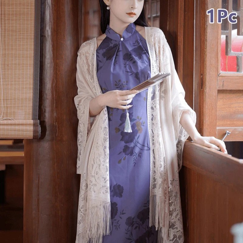 

Накидки Плащи Пончо Кружевное пляжное полотенце Женская шаль с кондиционером Пляжное полотенце Летняя морская праздничная китайская накидка для отдыха