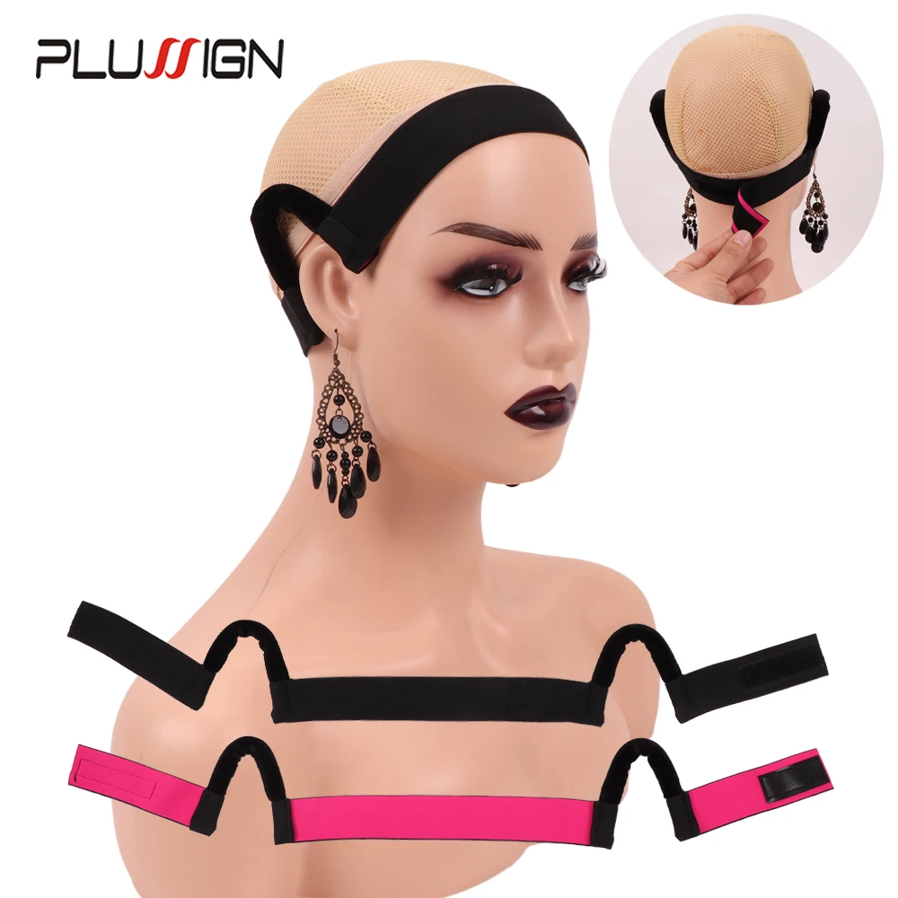 Plussignature الدانتيل الفرقة مع الأذن انقطاع للشعر المستعار الدانتيل ذوبان الفرقة لوضع حواف شعر الطفل شريط مرن لحواف شعر مستعار التفاف 2 قطعة/الوحدة