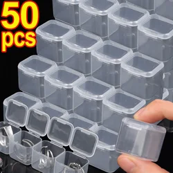 5-50pcs Mini Storage Box Transparent Square Plastic Box Earrings Jewelry Packaging Storage Small Square Boxs Jewelry Organizer