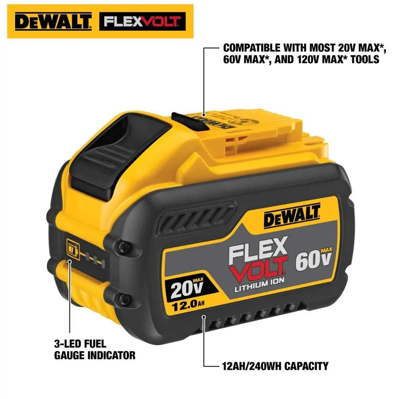 DEWALT 60V Lithium Battery DCB606 DCB609 DCB612 DCB615 Oil-Resistant Corrosion Preventive Long Endurance Power Tool Accessories