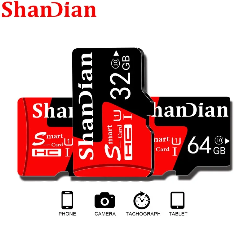 Shandian 5er Pack 128GB Speicher karte kostenloser Kartenleser SD-Karte 64GB kreative rote Smart TF 32GB Mini-Speicher gerät für Smartphones