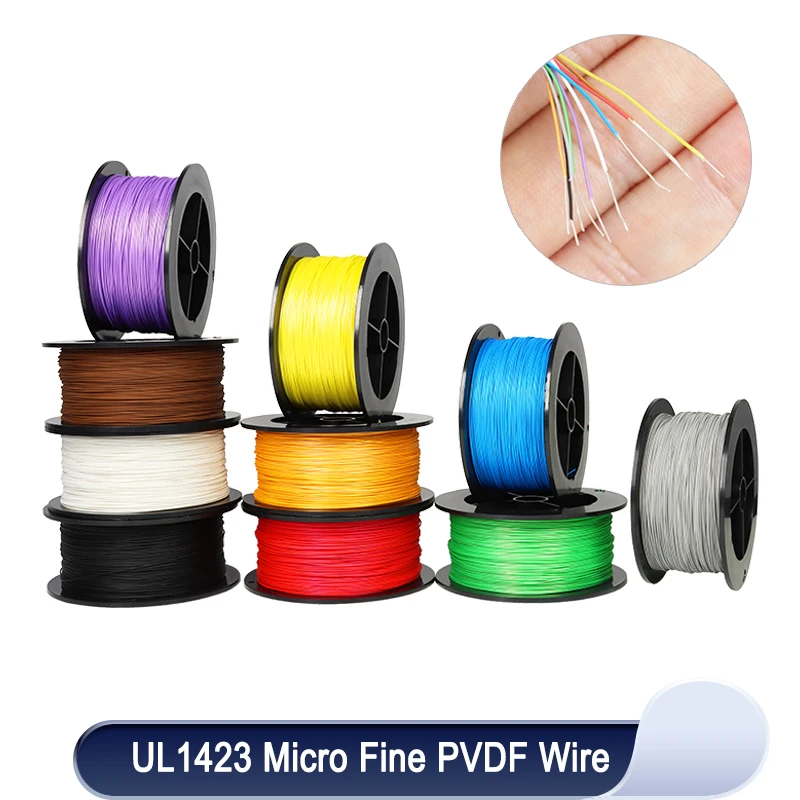 5 ~ 50M Ul1423 Ptfe Draad Enkele Kern Verzilverde Pvdf Geïsoleerde Kabel (Geen Scroll) Micro Fijne Koperdraden Diy Elektronische Kabel