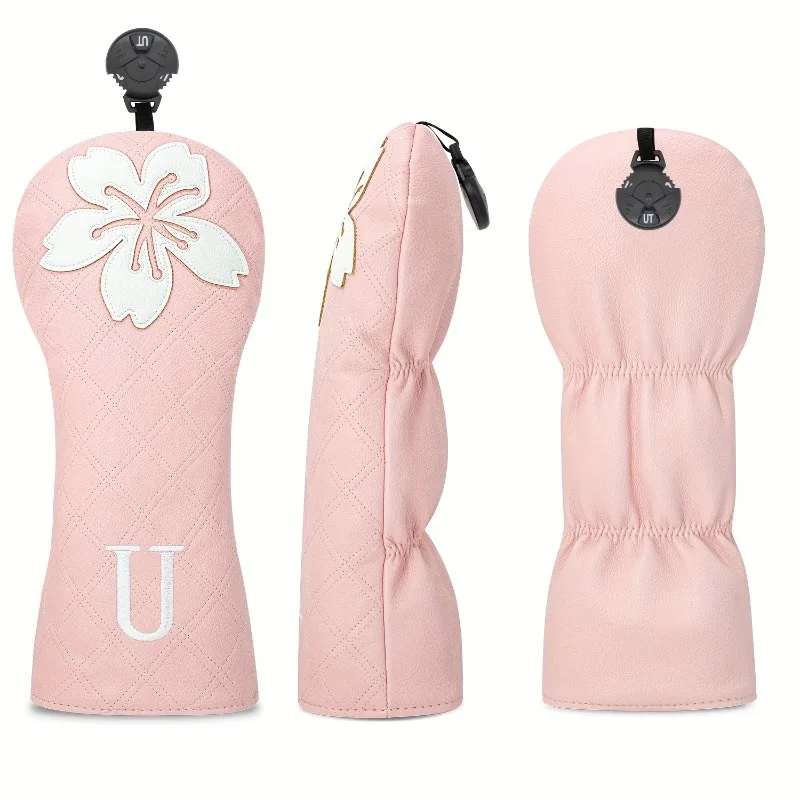 غطاء رأس نادي الجولف الوردي، تصميم زهر الكرز - مادة البولي يوريثان المقاومة للخدش، غطاء رأس نادي الجولف، غطاء رأس