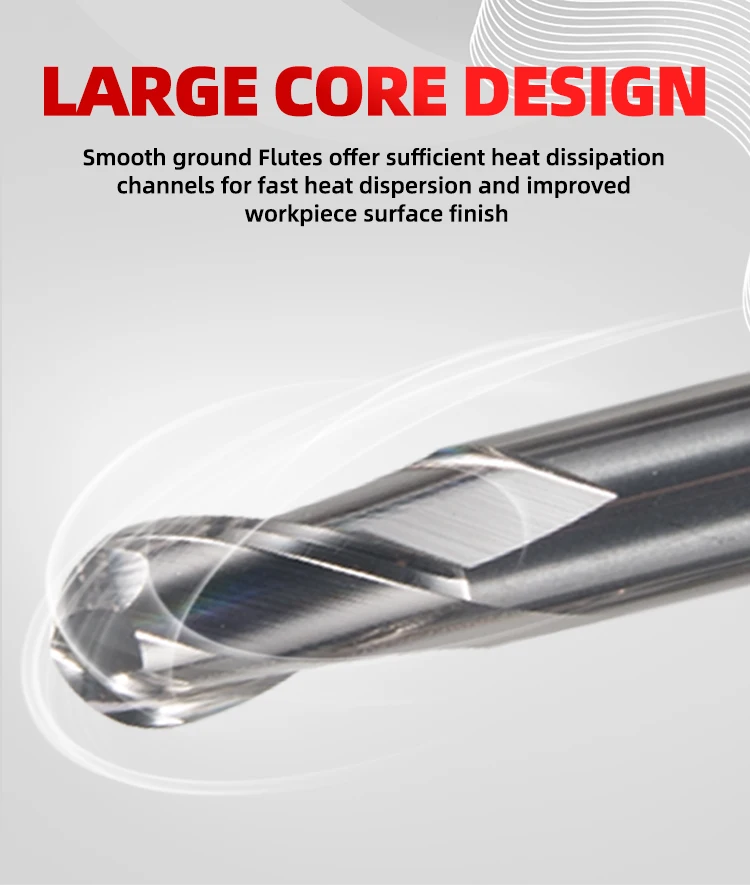 HRC70 Hochhärte-Kugelfräser aus Wolframkarbid, CNC-Fräser für Metallbearbeitung R0.5 6mm 8mm 10mm 12mm – Detail 5