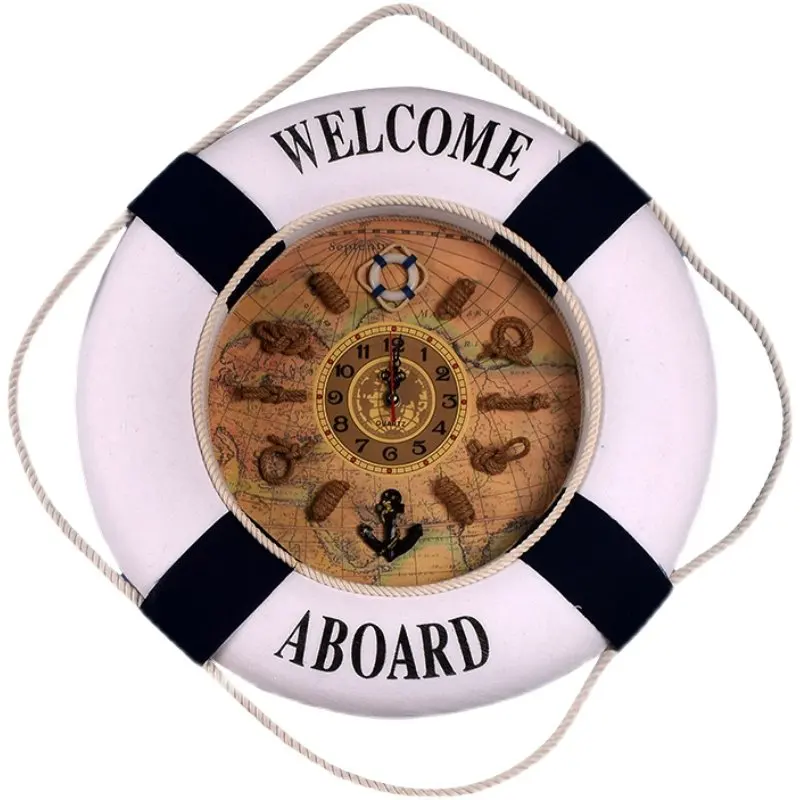 

Настенные часы в виде спасательного круга, 50 см, с бесшумным механизмом, декоративные часы для детской комнаты