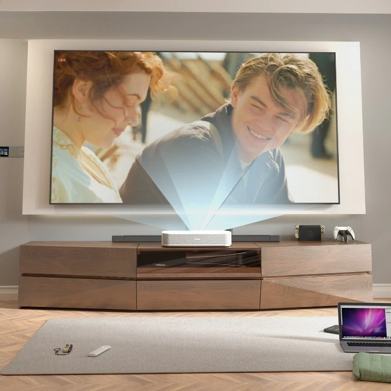 Pure solid wood laser TV cabinet large depth 3/3.2/2.8 meters 2.6 telescopic projector simple telescopic table floor