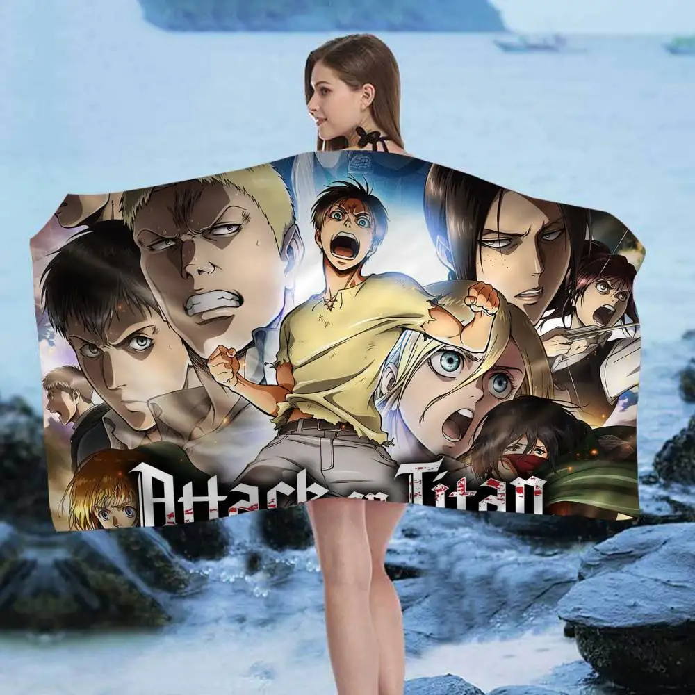 Anime A-Attack Cool On Titan Classic Microfiber Blanket Quick Drying Beach Towels Oversized Printing Super Absorbent Pool Towel