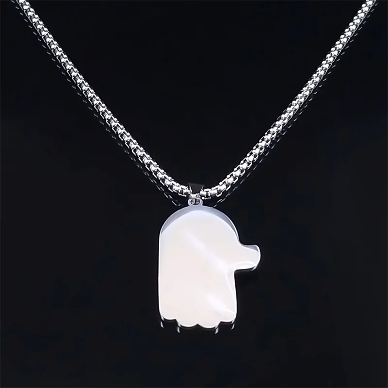 يد فاطمة الشر قلادة العين الزرقاء للرجال والنساء ، الفولاذ المقاوم للصدأ ، عين تركيا ، سلسلة الحظ ، المجوهرات ، اللون الفضي ، #2