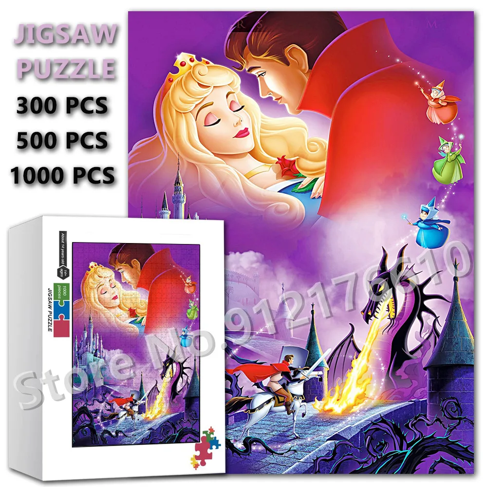 

Disney Princess Jigsaw Puzzle 1000 Pieces for Adult Sleeping Beauty Disney Cartoon Wooden Puzzle Decompress Educational Toys