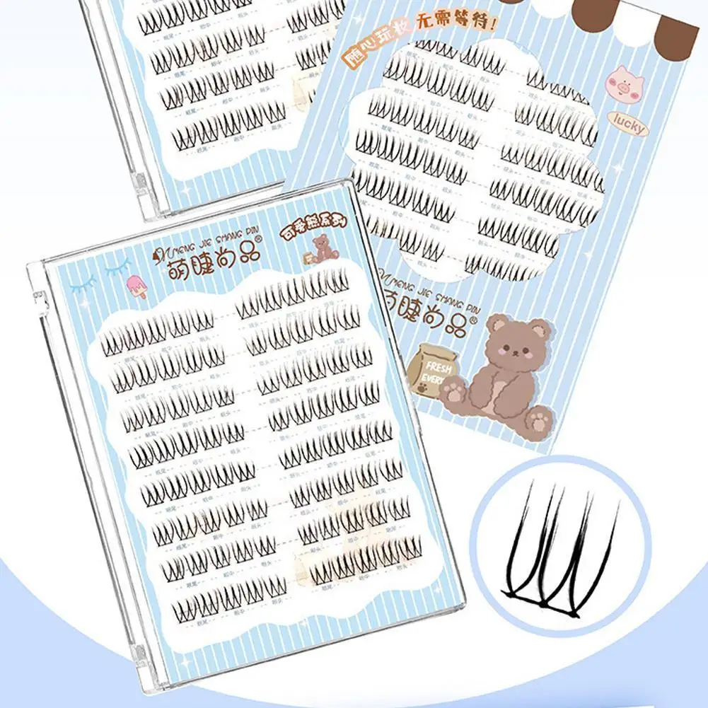 

8 Rows Manga Little Devil False Eyelashes Natural Thick Dense Curled Cosplay Fish Tail Segmented Fake Eyelash Black Terrier Lash