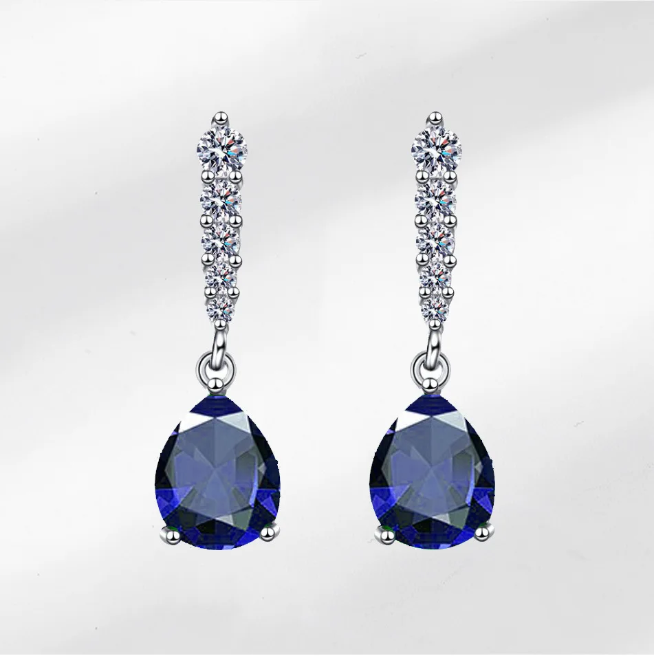 

Vintage Luxury Water Drop Fashion Classic Shining AAA Zircon 925 Sterling Silver Ladies Elegant Stud Earrings