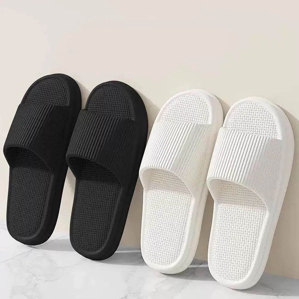 Women Summer Concise EVA Slippers Men Soft Home Slides Couples Bathroom Non-slip Sandals Adults Comfortable Outdoor Beach Shoes