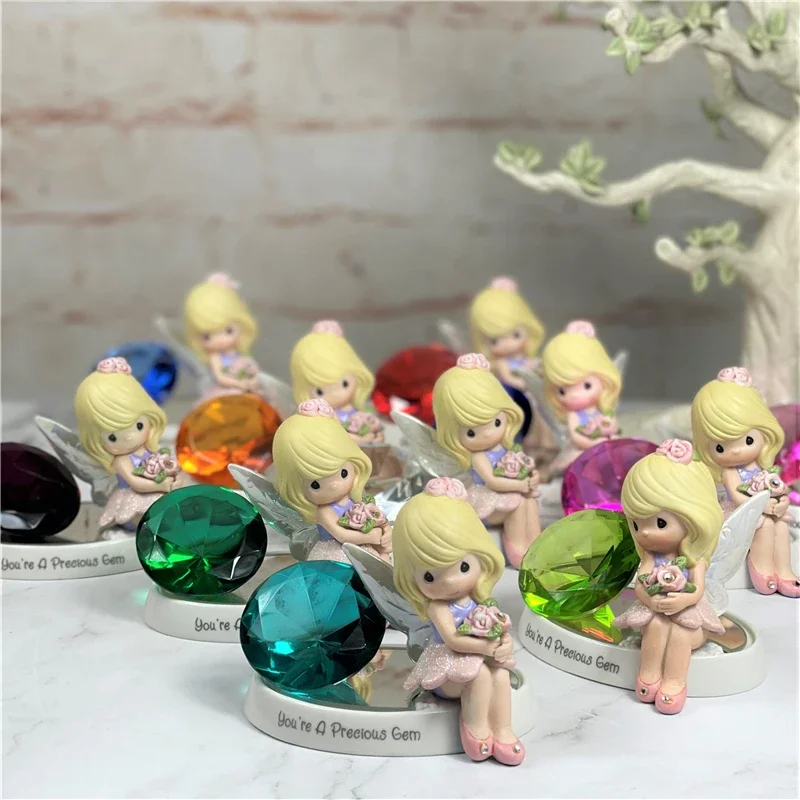 Precious Moments Girl's Birthday Lucky Stone Ceramic Crafts Home Desktop Ornaments Birthday Gift Month Lucky Stone