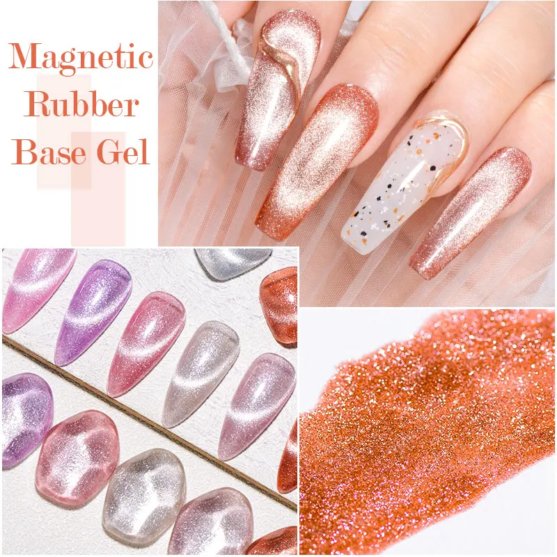Mtssii 7ml Sparkling Cat Magnetic Rubber Base Gel Crystal Snowlight Laser Magnetic Gel Semi Permanent UV Gel Varnish Manicure
