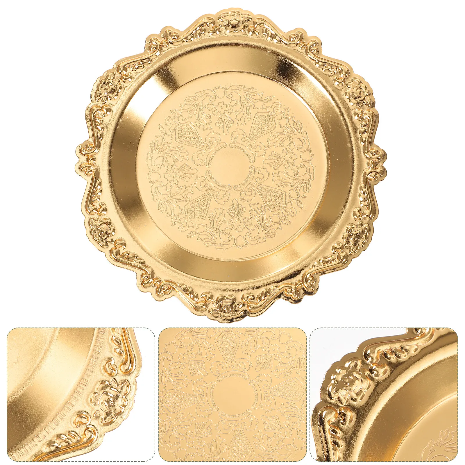Vintage Jewelry Tray Organizer for Necklaces Rings Earrings Bracelets Desktop Decorative Storage Dish Round Tray