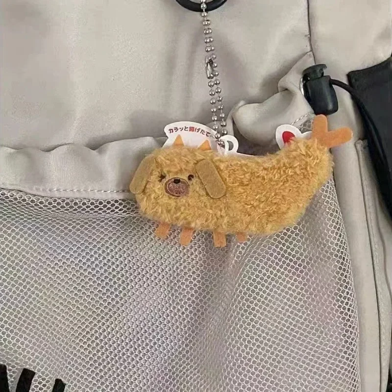 

Fried crayfish puppy car keychain funny dog pendant soft plush doll backpack car bag keychain decoration gift