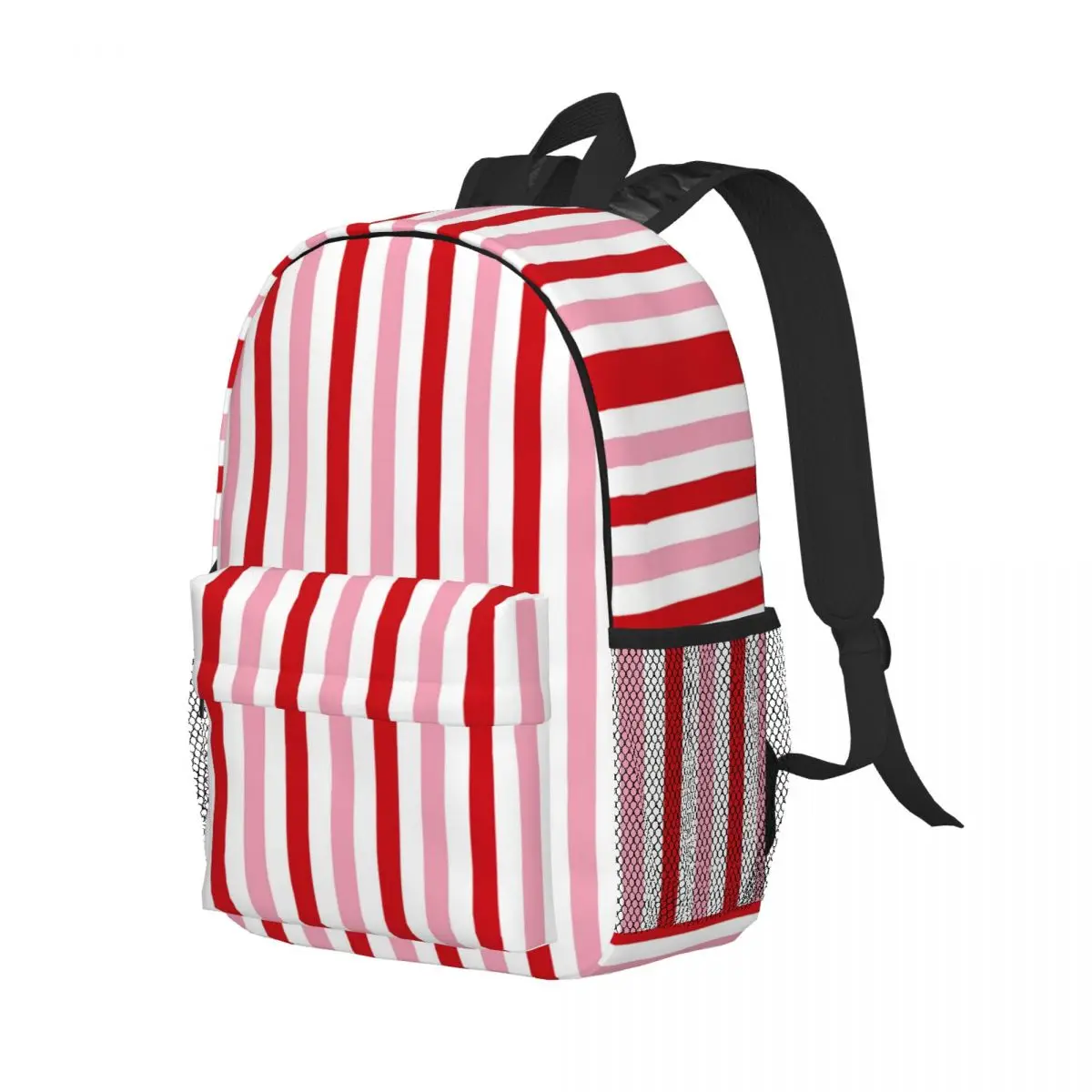 

White Pink Stripe Style Backpack Student Boys Girls BookBag Kids School Bag Laptop Shoulder Bags for Men Women