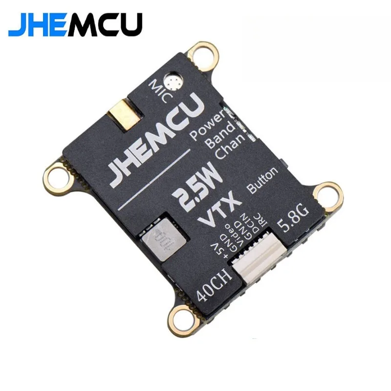 

JHEMCU 2,5 Вт 5,8G VTX передатчик 40CH Регулируемый FPV дальний радиатор со встроенным микрофоном 30x30 мм 2-6S для RC FPV Drone Airplane