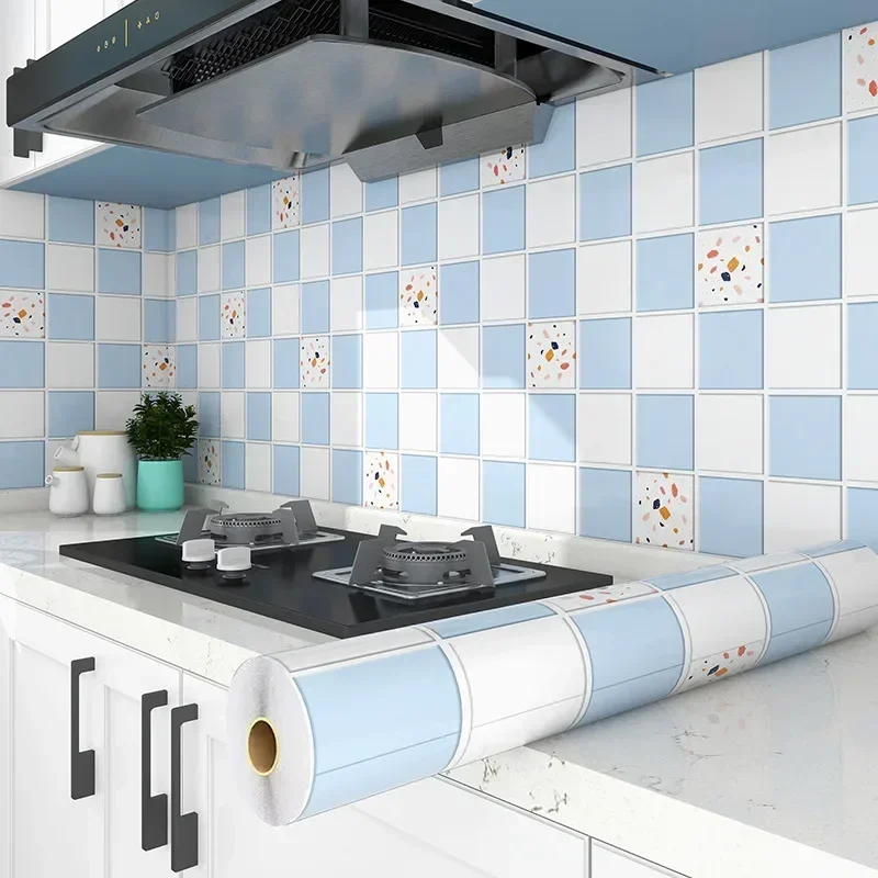 60CM Kitchen Oil-Proof Waterproof Fireproof Self-Adhesive High Temperature Resistant Stove Wallpaper Cabinet.