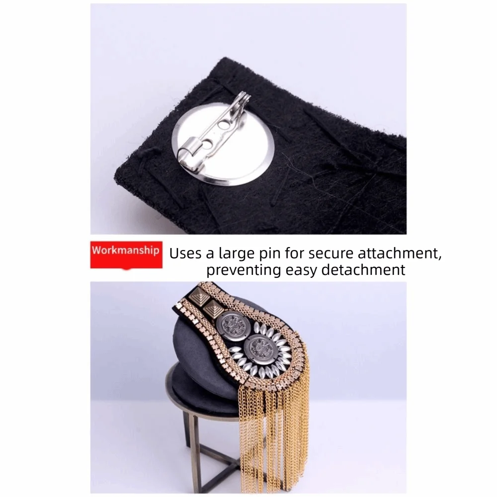 Pin Tassel Chain Epaulettes Alloy Detachable Tassel Epaulet Breastpin Metal Gold Brooch Jewelry Western-style Clothes