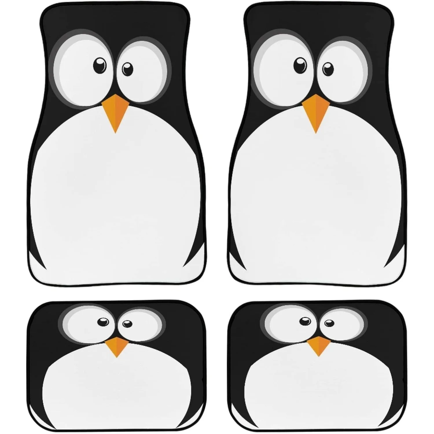 Funny Penguin Face Front & Rear Car Floor Mats For Cars Auto Floor Mats 4pcs Full Set Car Carpet Floor Mats Universal Fit For Su