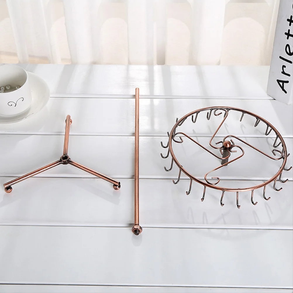 

Iron Jewelry Holder Display Stand Storage Rack Golden Color Rotating Stable Base Organized Jewelry Display Organizer For