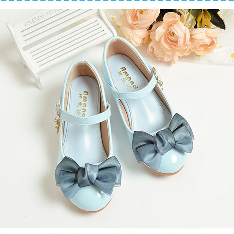 Bé Gái Công Chúa 2023 Thời Trang Mùa Xuân Mary Jane Áo Vũ Điệu Bé Trẻ Em Giày Sandal Thương Hiệu Bowtie Ren Hồng Mềm Mại Đế Thấp giày Cao Gót Đế Bằng