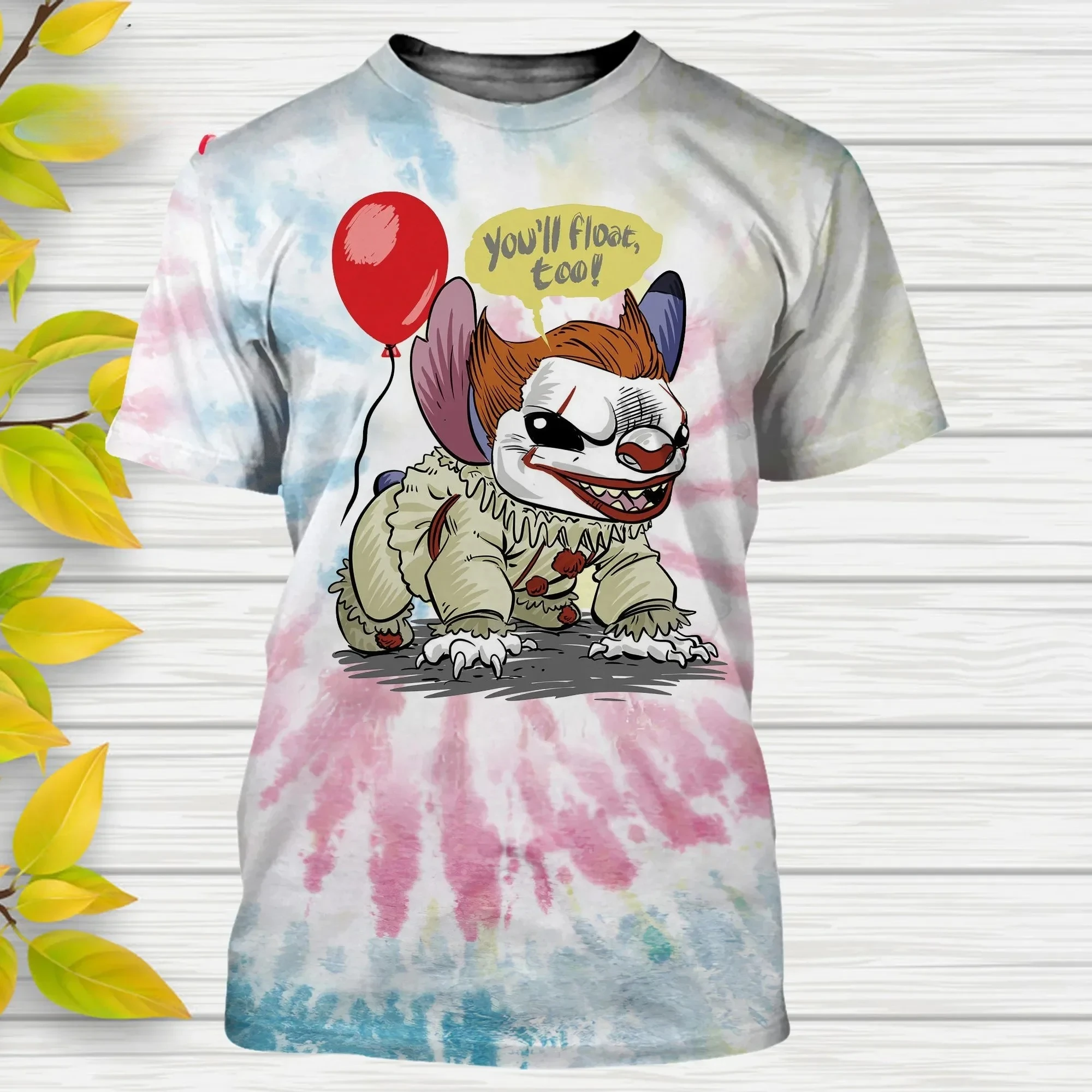 Disney Halloween Stitch Męska Damska Koszulka z Krótkim Rękawem Casualowy Styl Druk 3D Dziecięca Koszulka Letnia Casualowa Streetwear T-shirt Top z Kreskówką