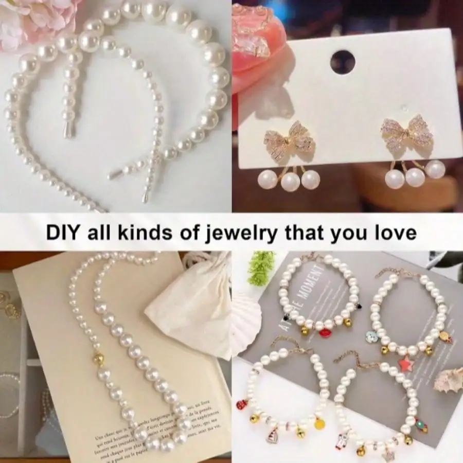 About 1300pcs ABS Pearl Set Box Beads DIY Handmade Earrings, Bracelets, Necklaces, Mobile Phone Chains And Decorations