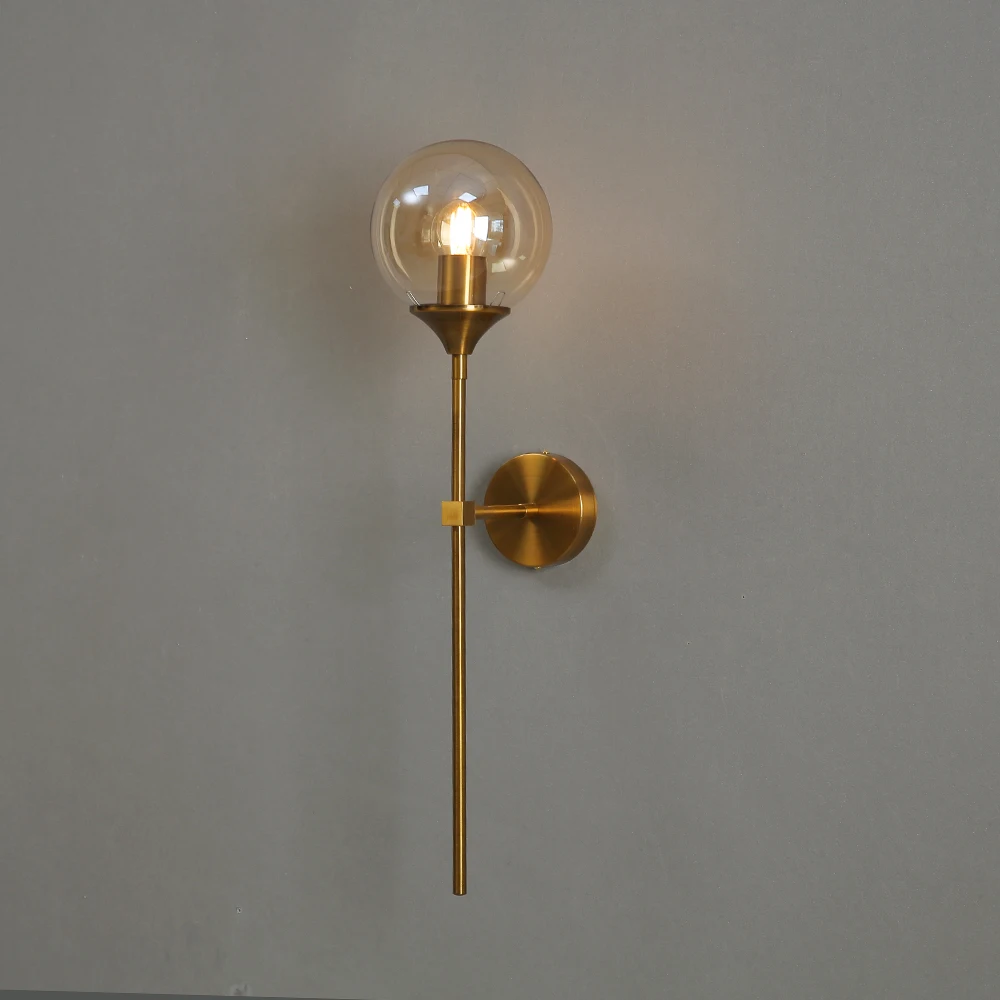 Nordic Modern Gold LED Glass Wall Lamp, Luz para Cozinha, Banheiro, Espelho de Vestir, Iluminação Interior, Luminária para Decoração de Casa, E14