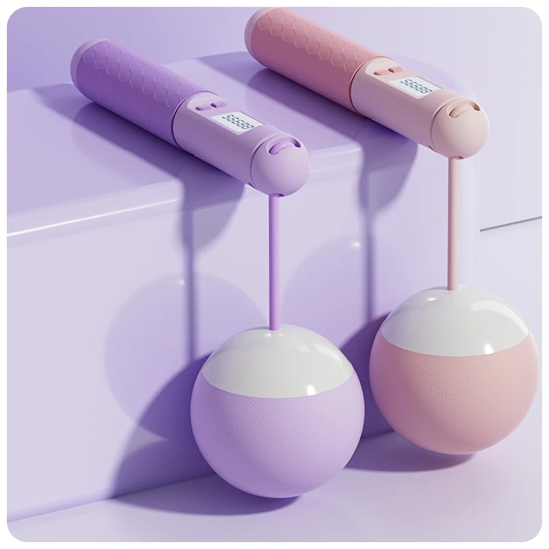 Count Counter Jump Rope Adjustable Weighted Ball Cordless Smart Rope with Anti-Slip Grip for Cardio Workout Home Gym