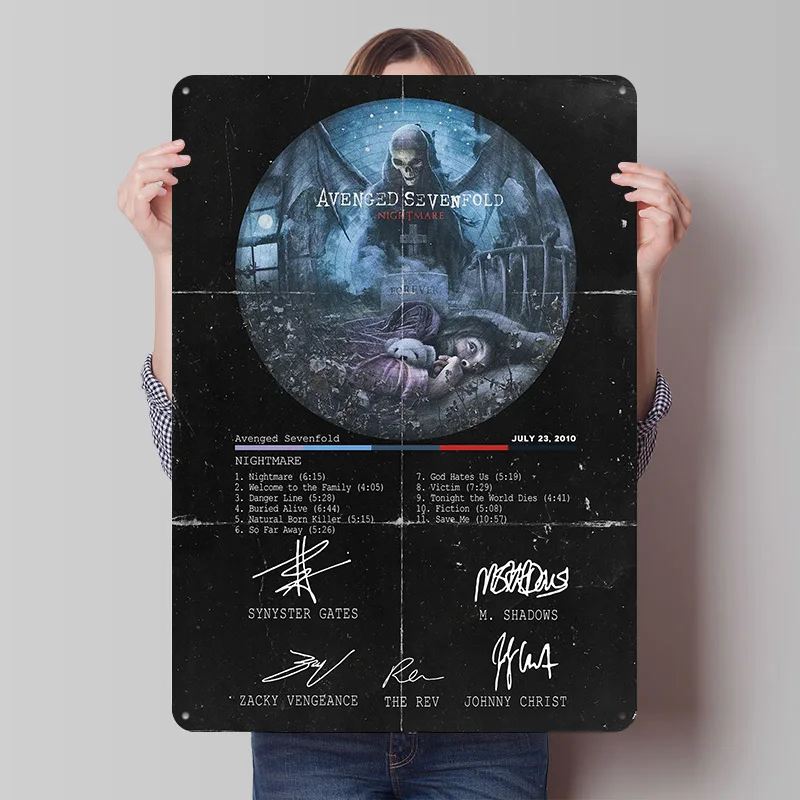 Póster de Metal de Avenged Sevenfold, carteles de Metal, arte de pared, decoración de habitación de jugadores en casa, letrero de estaño personalizado para decoración del hogar, Interior
