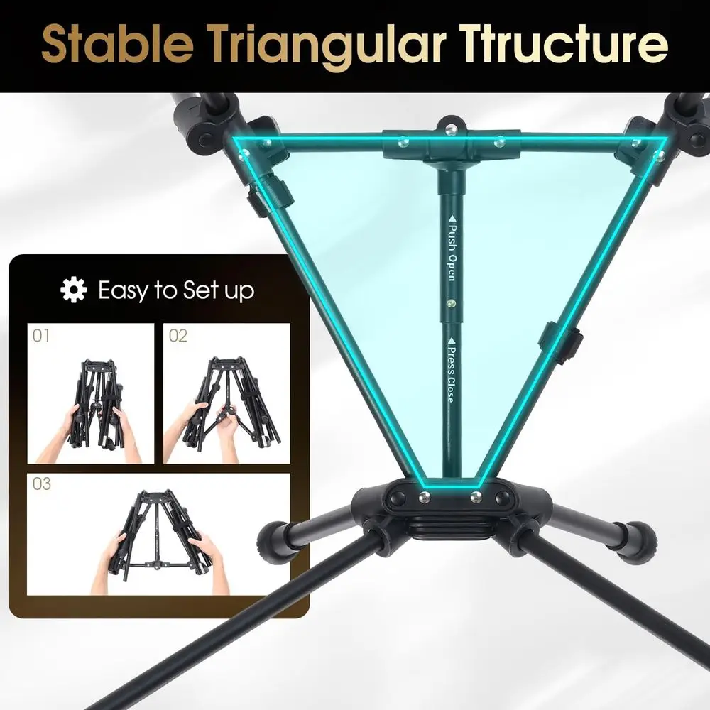 كرسي محمول عالي الظهر قابل للطي، سعة 330 رطلاً، مقعد عريض ودعم مريح (أسود)