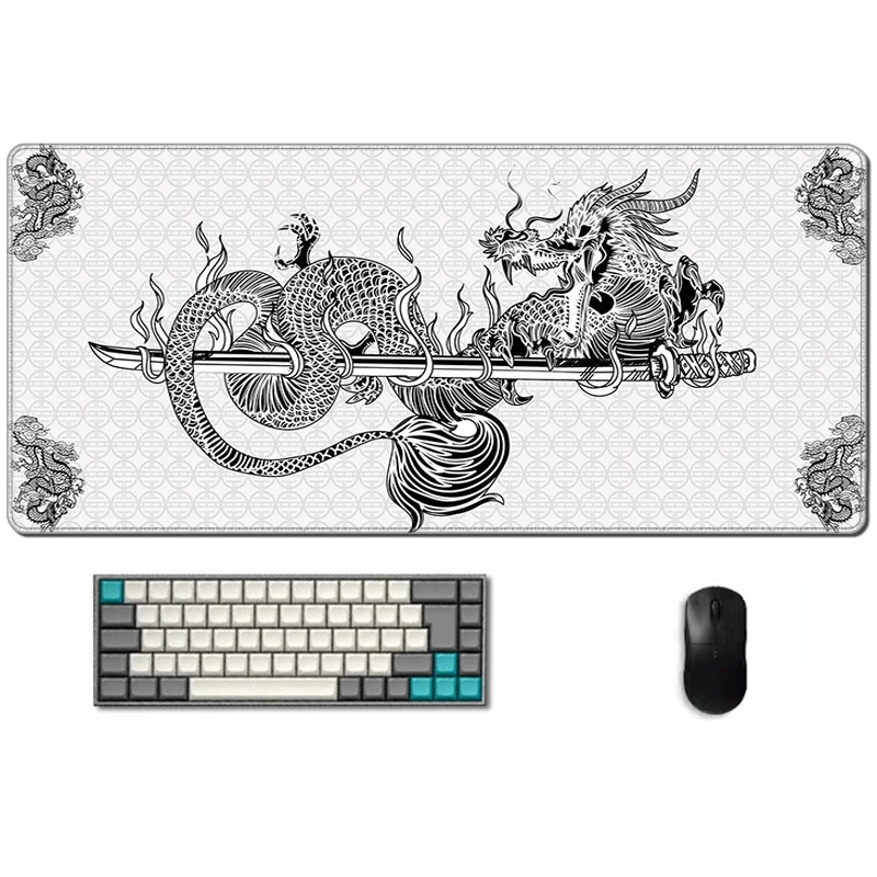 

Коврик для мыши Gamer Black And White Dragon Большой коврик для мыши XXL Новый компьютерный коврик для домашнего стола Офисный ковер Настольный коврик ПК Коврик для мыши XL