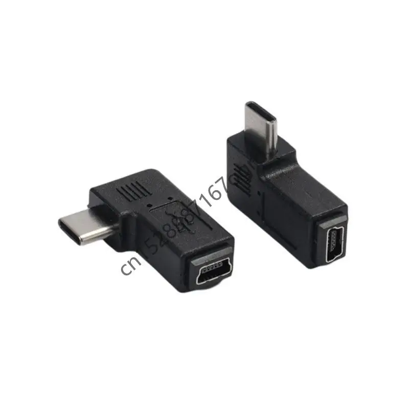 MINI USB เป็น USB C Converter 90 องศา Type-C Male ถึง Mini USB Adapter หญิง 634a