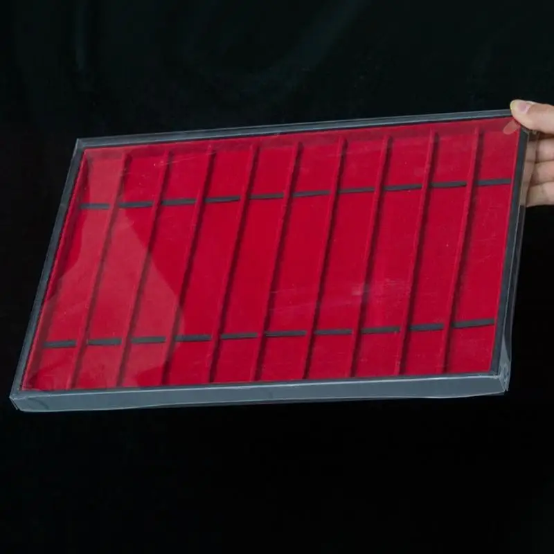 A52E 10 Grids Jewelry Display Tray With PVC Lid For Watch Bands Bracelets Organizing
